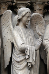Angel, Portal of the Virgin, Notre Dame Cathedral, UNESCO World Heritage Site in Paris, France 