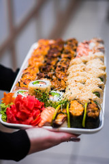 food dish sushi cocktails menu