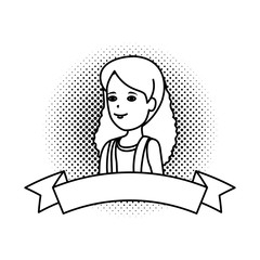 beautiful woman with ribbon frame