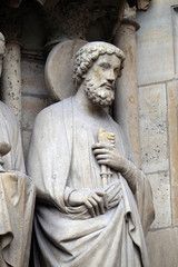 Saint Peter, Portal of the Last Judgment, Notre Dame Cathedral, UNESCO World Heritage Site in Paris, France 