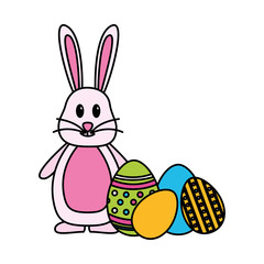 happy easter rabbit eggs