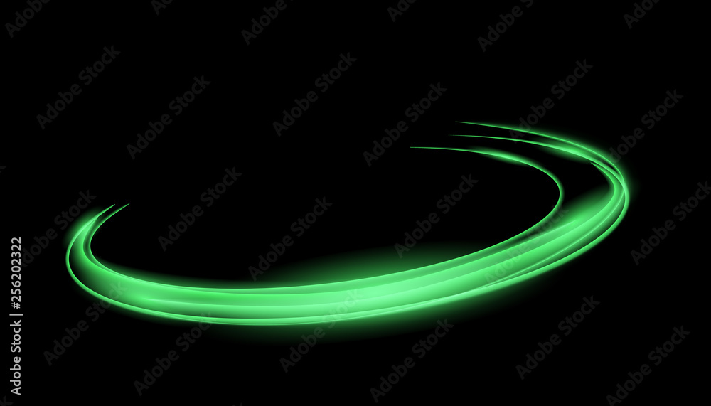 Canvas Prints circle green shiny light effect. rotational glow line.glowing ring trace background. round frame vec