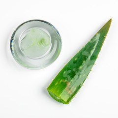 Aloe vera and gel top view
