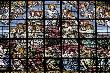 Jesus in glory with apostles by Edouard Amedee Didron, stained glass window in Saint Thomas Aquinas...