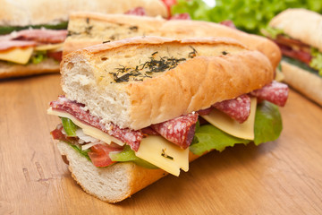 group of long baguette sandwiches