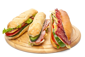 group of long baguette sandwiches