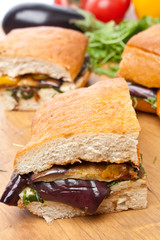 Pressed Eggplant and Pepper Sandwich