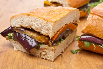 Pressed Eggplant and Pepper Sandwich