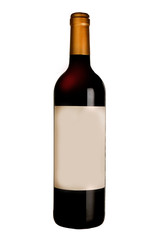 bottle of wine on white background