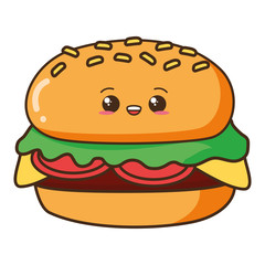 kawaii burger cartoon