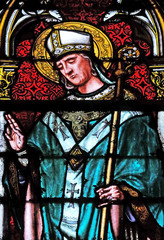 Fototapeta premium Saint Medardus, stained glass window in the Basilica of Saint Clotilde in Paris, France 