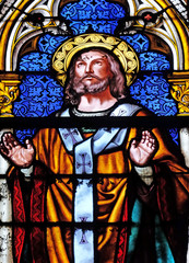 Saint Donatian, stained glass window in the Basilica of Saint Clotilde in Paris, France 