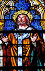 Saint Donatian, stained glass window in the Basilica of Saint Clotilde in Paris, France 