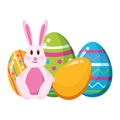 happy easter rabbit eggs