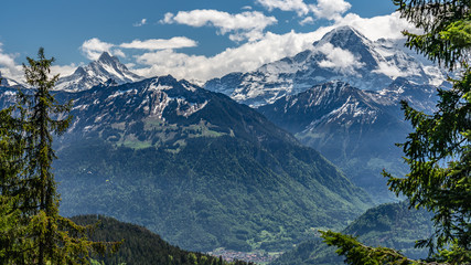 Switzerland, wonderful view on snow Alps near Beatenberg village