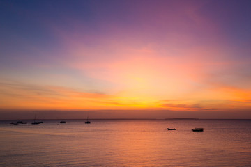 Sunset on sea in Zanzibar