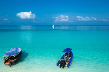 tropical Maldives island with white sandy beach and sea