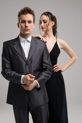Sexy young couple in eveing clothes shot