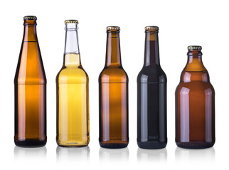 Set of beer bottles, mockup. Template for design