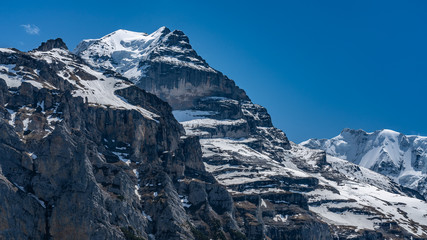 Fototapeta na wymiar Switzerland, sceniс view on snow Alps from Murren village