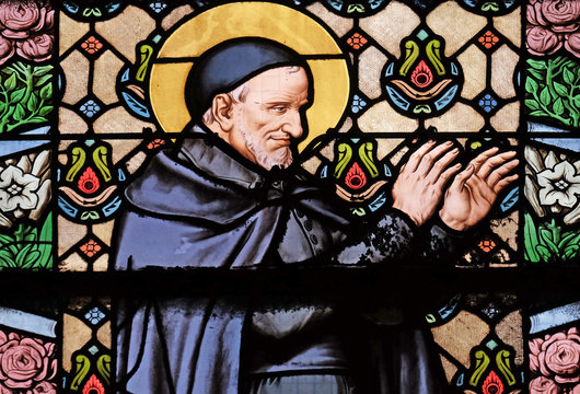 Saint Vincent de Paul, stained glass windows in the Saint Laurent Church, Paris, France