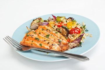 Trout with Roast Vegetables and Couscous