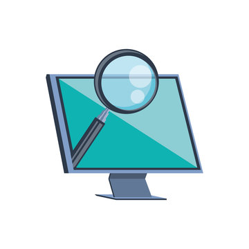 computer monitor with magnifying glass