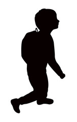 a student boy walking, silhouette vector