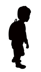 a student boy walking, silhouette vector