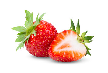 strawberries close up on white background. full depth of field