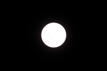 transit of mercury across the sun, with sunspots, full transit