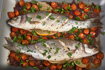 baked seabass fish