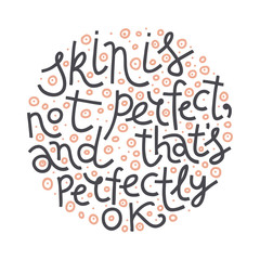 Quote about beauty and skin in doodle style
