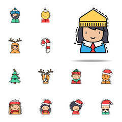 happy child colored icon. Christmas avatars icons universal set for web and mobile