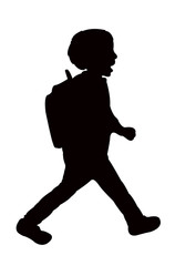 a student boy walking, silhouette vector