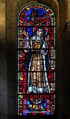 Saint Gertrude the Great or Saint Gertrude of Helfta, stained glass window in Basilica of the Sacre...