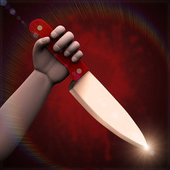 3d hand with large knife