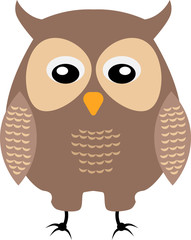 Funny owl, painted in cartoon style. Vector illustration.