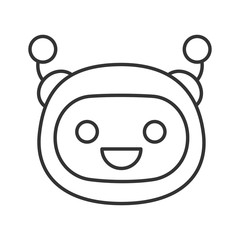 Laughing robot emoji linear icon