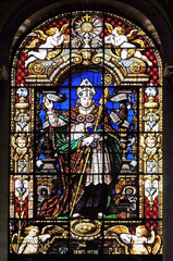 Fototapeta na wymiar Servant of God Denis Auguste Affre, stained glass windows in the Saint Roch Church, Paris, France