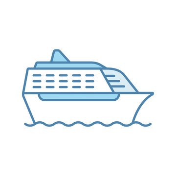 recommend clip art: Cruise ship in side view color icon