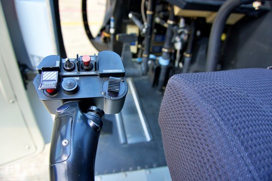 Helicopter flight control. Helicopter S76 flight control . Close up collective of helicopter