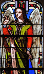Angel, stained glass window from Saint Germain-l'Auxerrois church in Paris, France