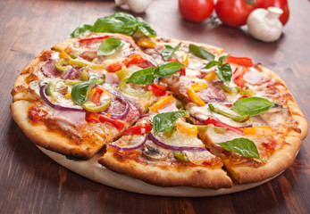 sliced tasty pizza