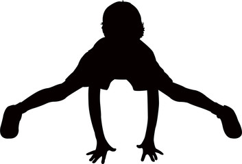 boy jumping and playing, silhouette vector