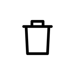 Trash bin icon simple flat style outline vector sign