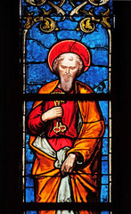 Fototapeta premium Saint Peter, stained glass window from Saint Germain-l'Auxerrois church in Paris, France 