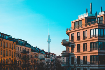 tv-tower at berlin between apartment houses