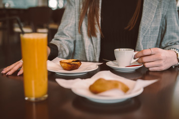 Woman eating breakfast
