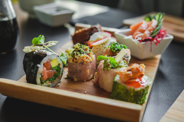 Sushi and Japanese Food on the table